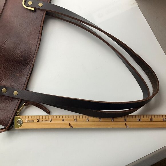 Portland Leather Goods Distressed Leather Tote Bag Brown Lava Boho - Picture 5 of 14